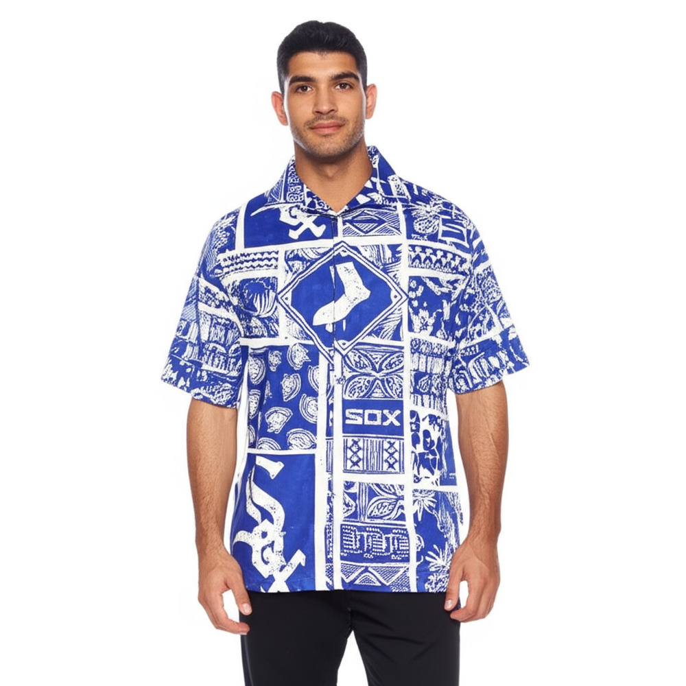SPORTSWEAR UNLIMITED Mens Chicago White Sox Hawaiian‎ Shirt M Blue Tropical